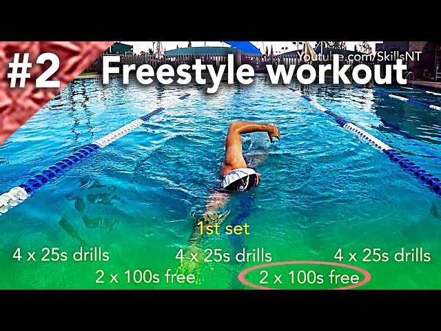 Freestyle swimming workout #2. Technique, distance per stroke and speed. Beginners