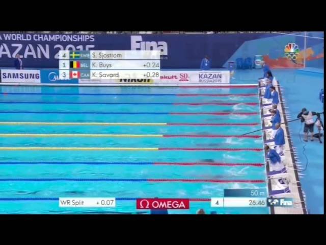 Kazan 2015: recorde mundial Sarah Sjoestroem 100 borboleta semifinal